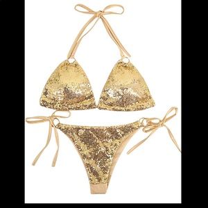 Gold sequin bikini